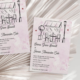 Elegant Courtyard Bistro Theme Romantic Wedding Invitation
