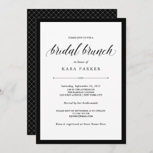 Elegant Couture   Black and White Bridal Brunch Invitation