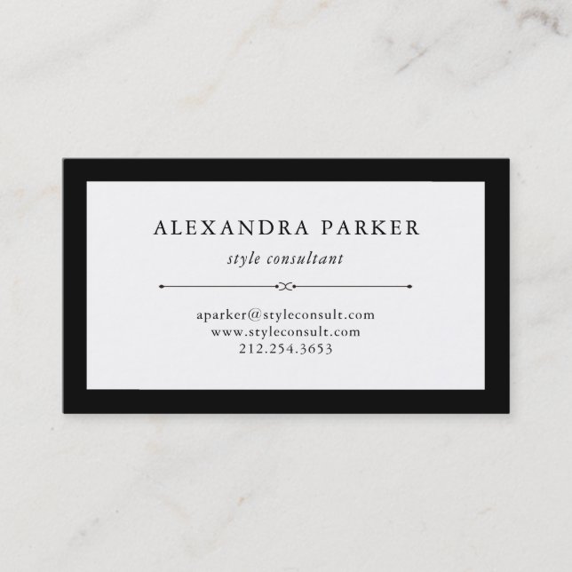 Elegant Couture | Black and White Business Card (Front)