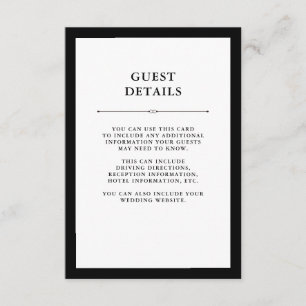 Elegant Couture Black and White Guest Details Enclosure Card