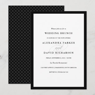 Elegant Couture   Black and White Wedding Brunch Invitation