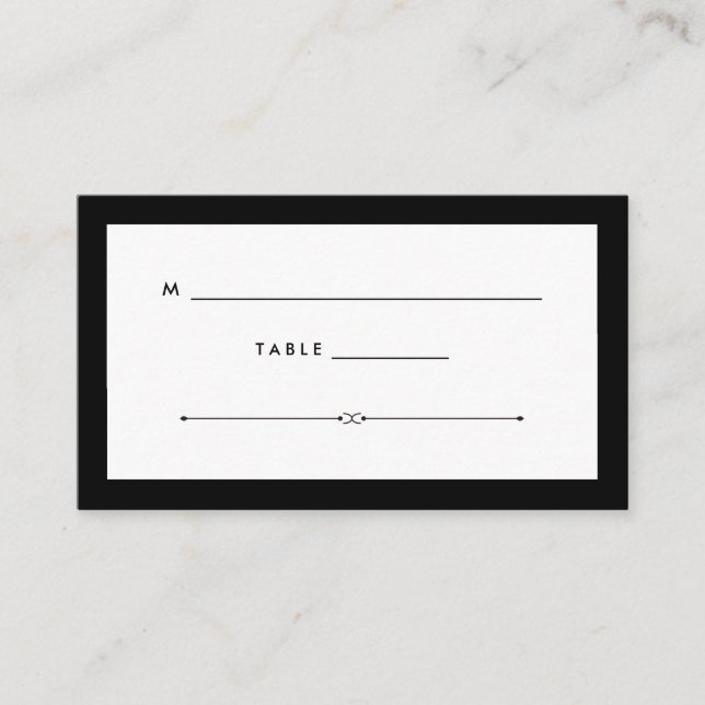Elegant Couture | Black and White Wedding Escort Place Card (Front)