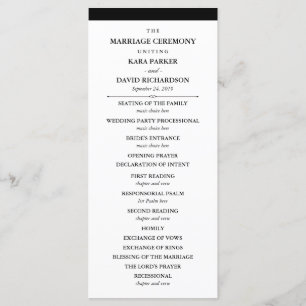 Elegant Couture   Black and White Wedding Program Programme