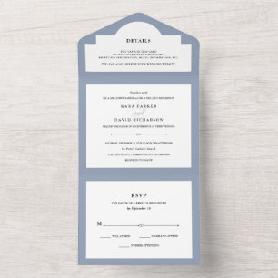 Elegant Couture   Dusty Blue Wedding All In One Invitation