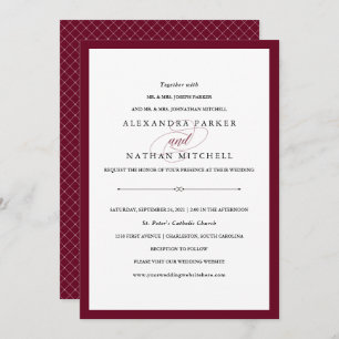 Elegant Couture   Marsala Wedding Invitation