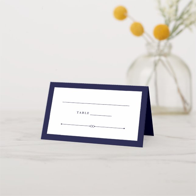 Elegant Couture | Navy Blue Wedding Place Card (Front)