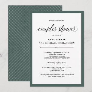 Elegant Couture   Rich Green Couples Shower Invitation