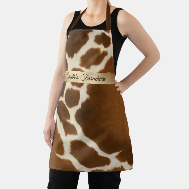 Elegant Cow Faux Leather Modern Collection Apron (Insitu)