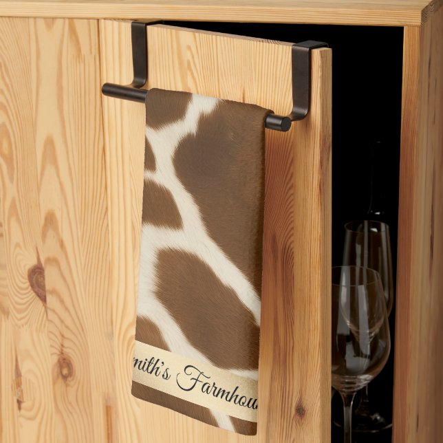 Elegant Cow Faux Leather Modern Collection Tea Towel (Thirds Fold)