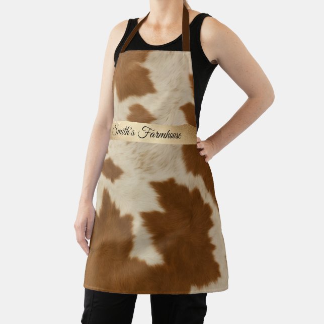 Elegant Cow Faux Leather Trendy Collection Apron (Insitu)