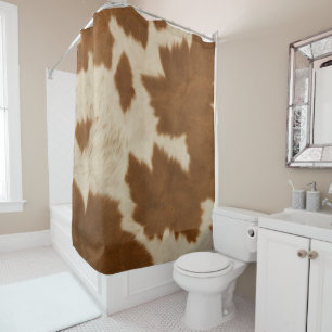 Elegant Cow Faux Leather Trendy Collection Shower Curtain