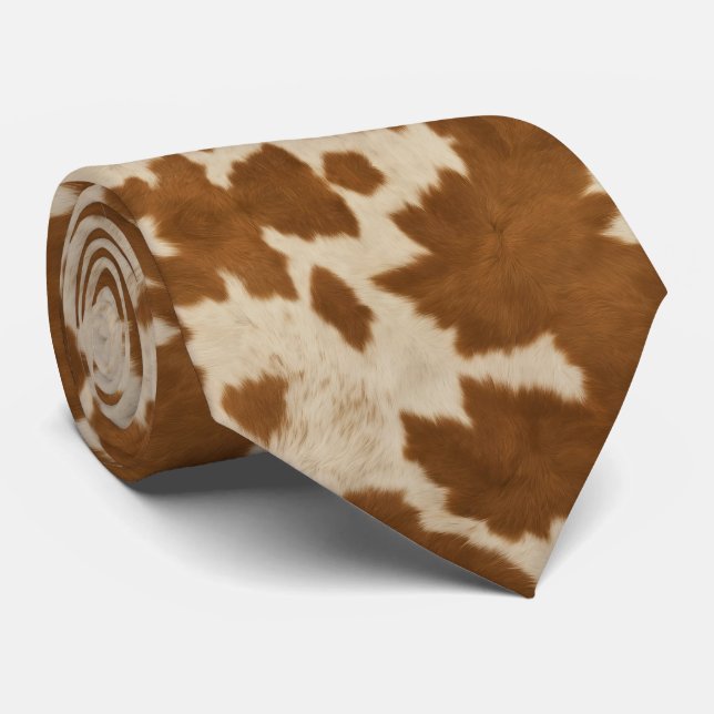 Elegant Cow Faux Leather Trendy Collection Tie (Rolled)
