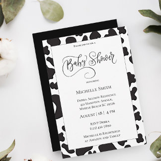 Elegant Cow Print Baby Shower Invitation