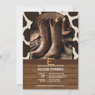 Elegant Cowgirl Boots Baby Shower Invitation