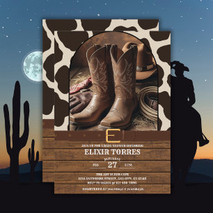 Elegant Cowgirl Boots Baby Shower Invitation
