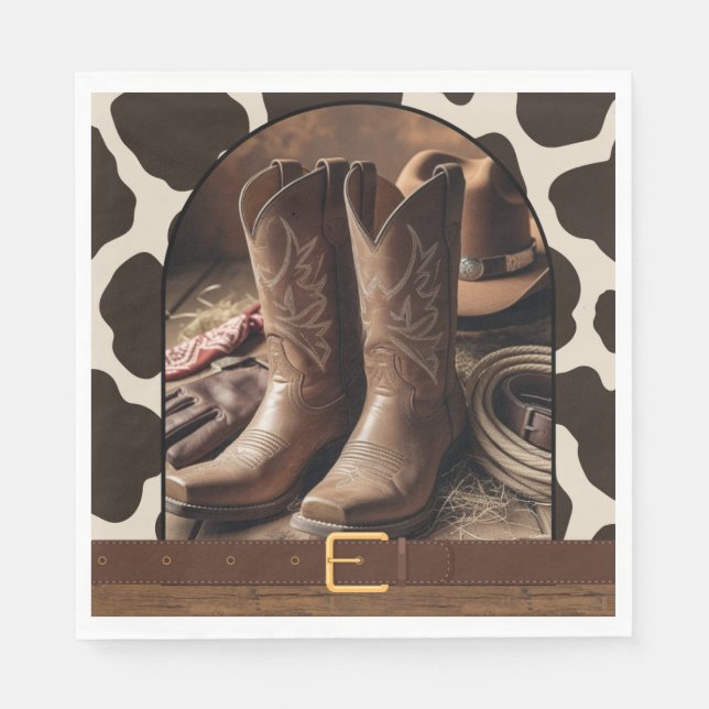 Elegant Cowgirl Boots Baby Shower Napkin (Front)