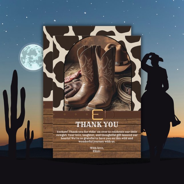 Elegant Cowgirl Boots Baby Shower Thank You Card (Creator Uploaded)