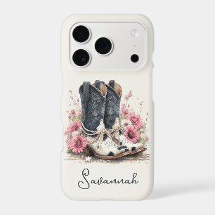 Elegant Cowhide Boots with Flowers Monogrammed