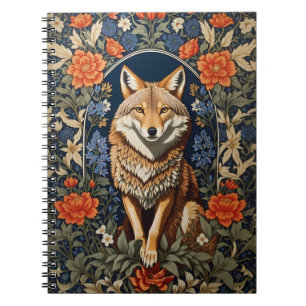 Elegant Coyote William Morris Inspired  Notebook