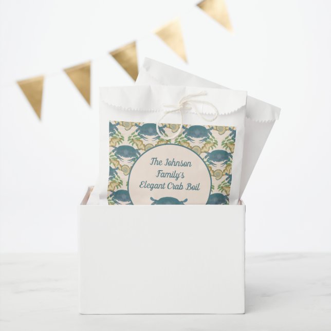 Elegant Crab Feast-Watercolor Blue Crabs, Seashell Favour Bags (Party)