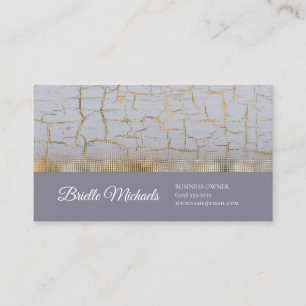 Elegant Cracked Paint Dusty Lavender Gold Foil Business Card