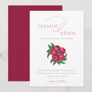 Elegant Cranberry Apple Botanical Wedding Invitation