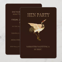 Elegant Crane Hen Party Invitation, Custom Bride t