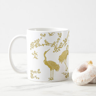 Elegant Cranes Art Pattern Colourful Crane Birds Coffee Mug