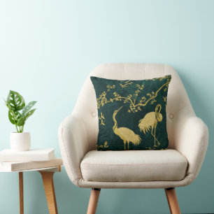 Elegant Cranes Art Pattern Colourful Crane Birds Cushion