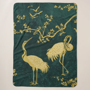 Elegant Cranes Art Pattern Colourful Crane Birds Sherpa Blanket