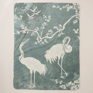 Elegant Cranes Art Pattern Colourful Crane Birds Sherpa Blanket