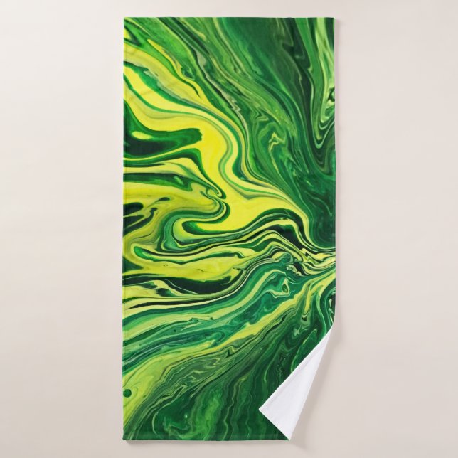 Elegant Crazy Agate 5 - Green Yellow Bath Towel (Bath Towel)
