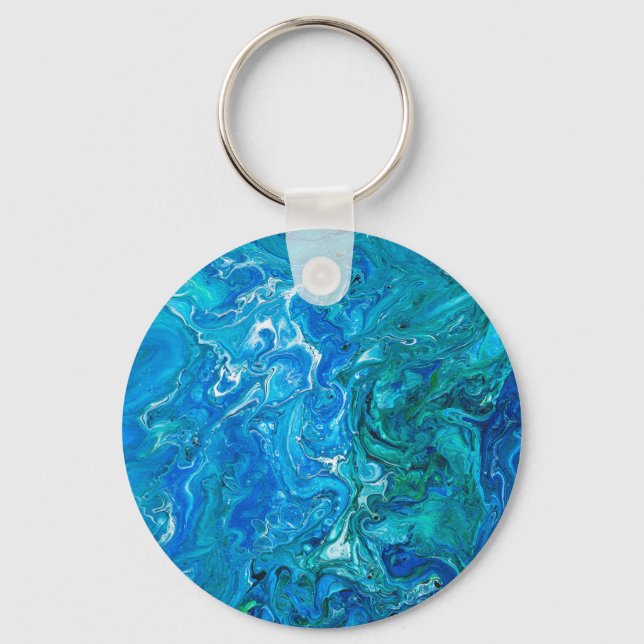 Elegant Crazy Lace Agate 2 - Blue Aqua Key Ring (Front)