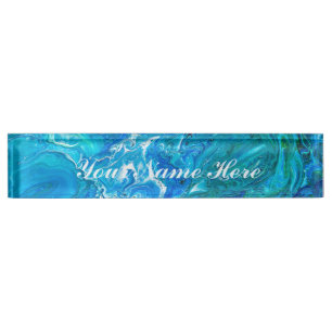 Elegant Crazy Lace Agate 2 - Blue Aqua Nameplate