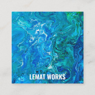 Elegant Crazy Lace Agate 2 - Blue Aqua Square Business Card