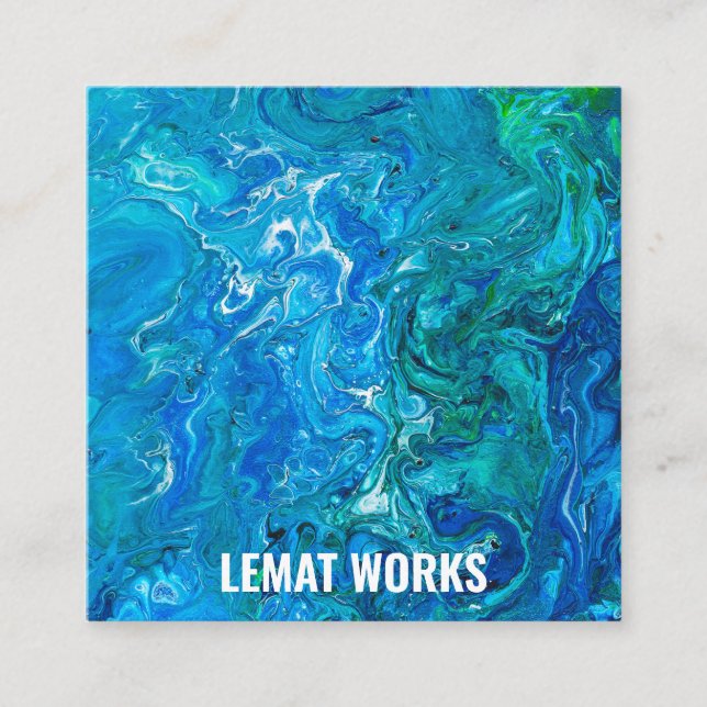 Elegant Crazy Lace Agate 2 - Blue Aqua Square Business Card (Front)