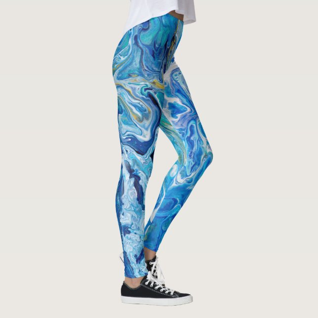 Elegant Crazy Lace Agate 6 - Ocean Blue Leggings (Right)