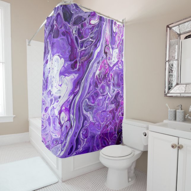 Elegant Crazy Lace Agate 7 - Ultra Violet Purple Shower Curtain (In Situ)