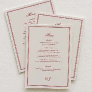 Elegant Cream and Burgundy Wedding Menu