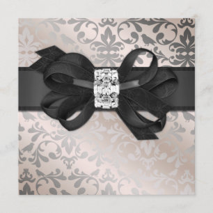 Elegant Cream and Silver Invitation with Bow