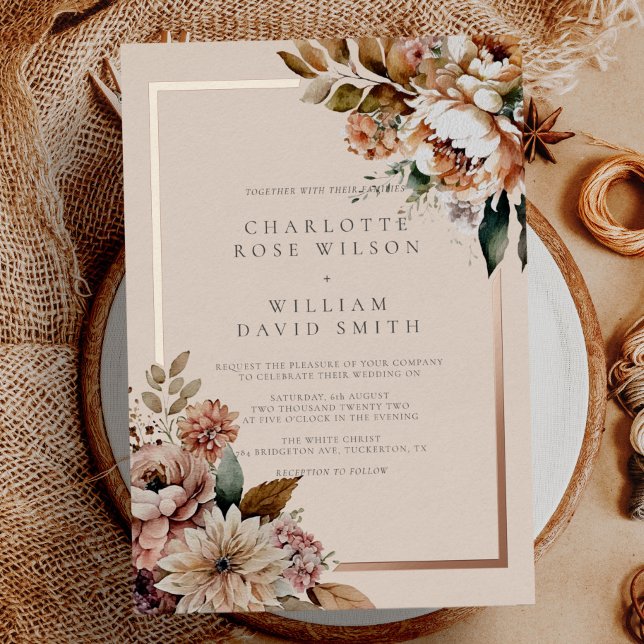 Elegant Cream Autumn Watercolor Flowers Wedding (Creator Uploaded)