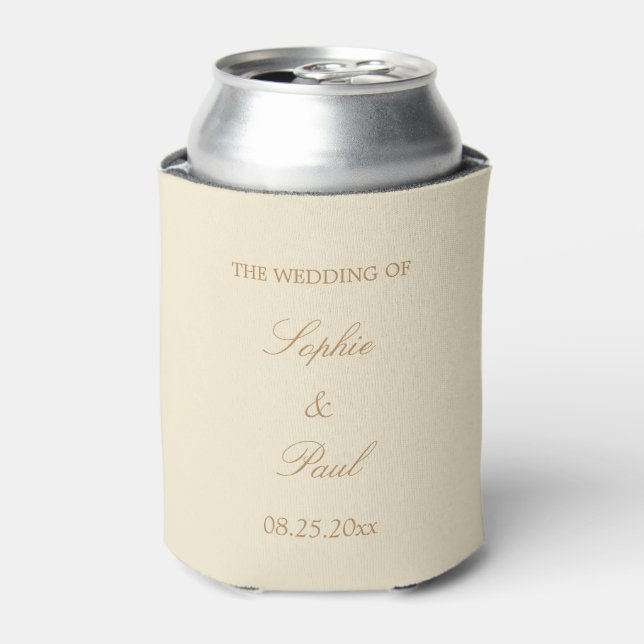 Elegant Cream Beige Wedding Favour Can Cooler (Can Front)
