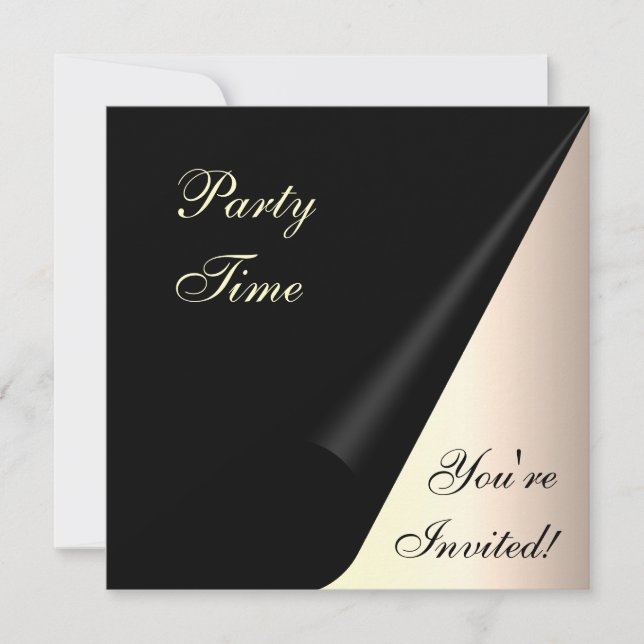 Elegant Cream Black Birthday Event Invitation (Front)