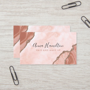 Elegant Cream Blush Pink Agate Geode Business Business Card