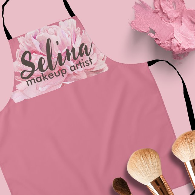 Elegant Cream Blush Pink Floral  Makeup Artist Apron (Creator Uploaded)
