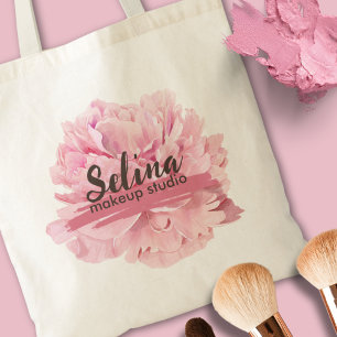 Elegant Cream Blush Pink Floral  Makeup Studio  Tote Bag