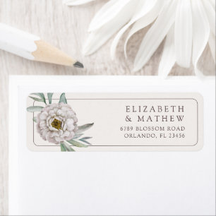 Elegant Cream & Brown Floral Wedding Label