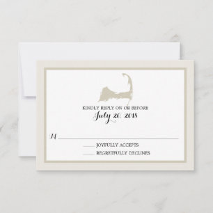 Elegant Cream Cape Cod Map Wedding RSVP Card