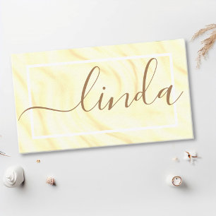 Elegant Cream Cappuccino Calligraphy Signature Business Card