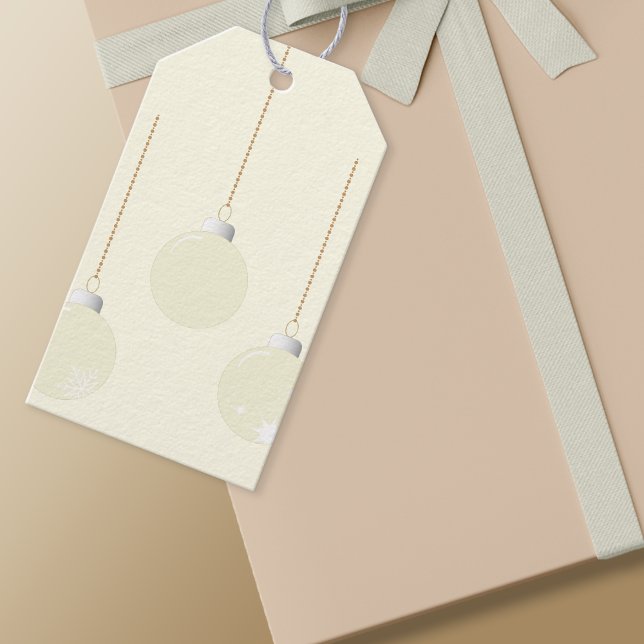 Elegant Cream Christmas Baubles  Gift Tags (Cream Baubles Gift Tag)